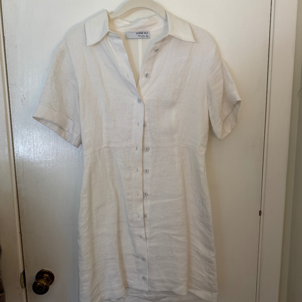 White button up mini dress